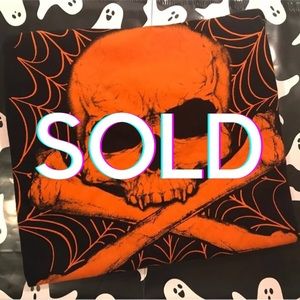 Halloween Shirt Skull Bones XLarge XL Spiderwebs Orange Black Horror Scary NEW